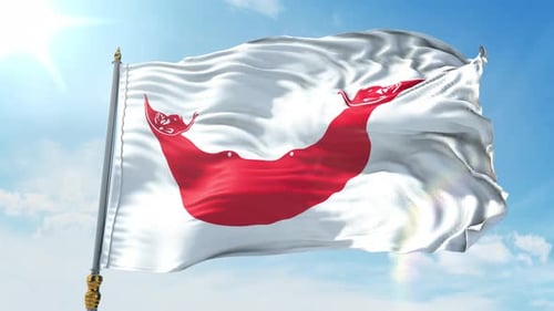 Easter Island Rapa Nui Flag Waving Under Sunny Blue Sky