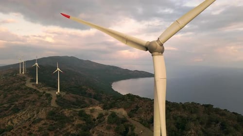Clean Energy Winds Turbine Closeup