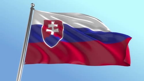 Slovakia National Flag Waving with Realistic Fabric Simulation
