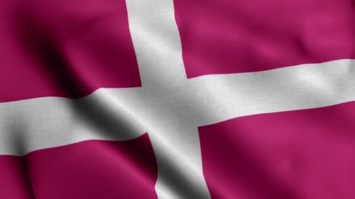 Realistic Danish Flag Waving Seamlessly