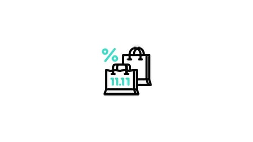 Animated Minimalist Shopping Bag and Discount Icons