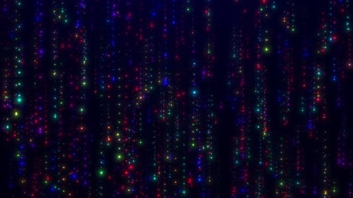 Falling glow particles. Rain from multi-colored dots or neon lights. fall background animation