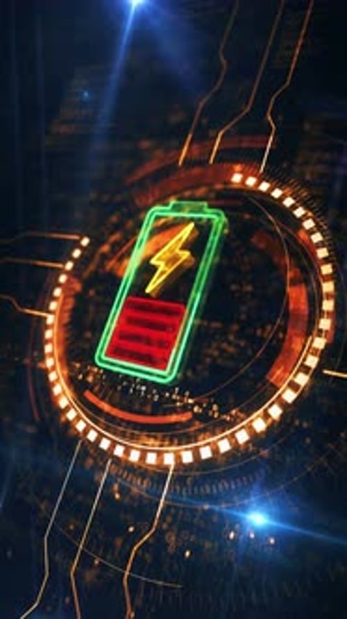 Battery energy charge symbol digital concept vertical loop