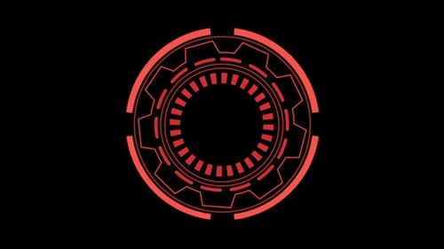 Glowing Red Tech Gear In Motion