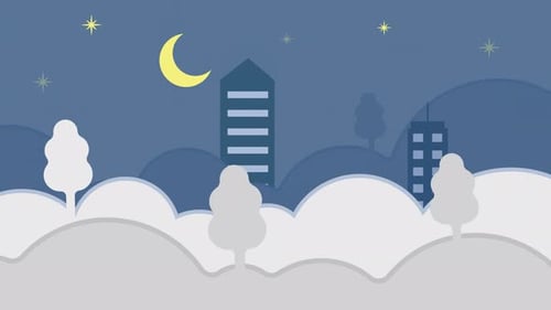 modern cityscape at cloud sky cartoon animation background video