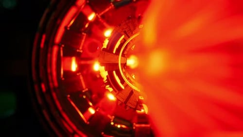 Futuristic Fusion Reactor Core with Glowing Energy Beam and Advanced Particle Accelerator