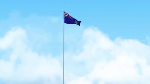 Realistic British Virgin Islands Flag Waving Animation on Blue Sky