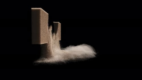 Wall of Dust and sand falling on the ground, transparent background