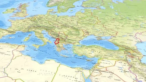 Animated Europe Map Zoom In Highlighting Albania