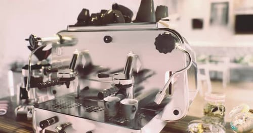 Crafting the Perfect Brew with a Modern Coffee Machine in a Cozy Cafe Setting