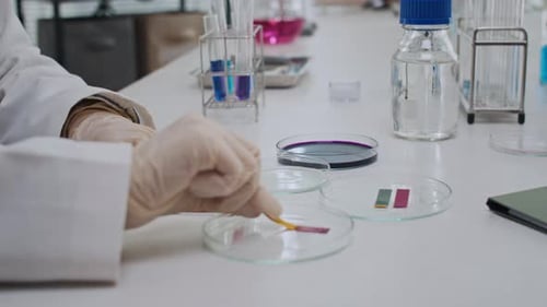 Scientifique méconnaissable utilisant le test Litmus