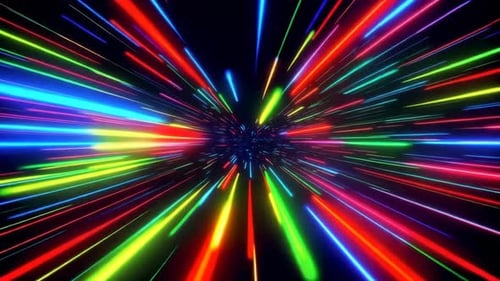 Colorful Neon Light Speed Lines Abstract Background Loop