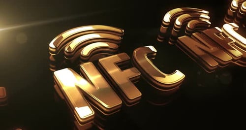 NFC wireless pay mobile technology metal symbol loop concept