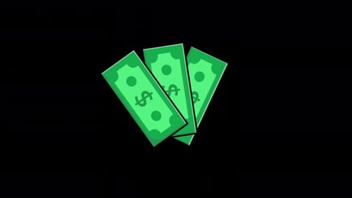 Animated Flat Design Growing Stack of Money Bills Loop