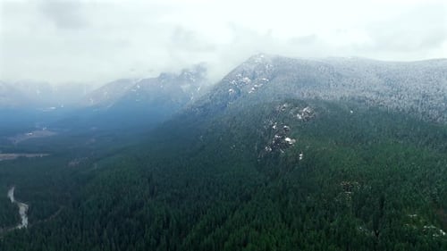 Aerial View of Stunning Mountain Landscape in Winter Taken Near Vancouver