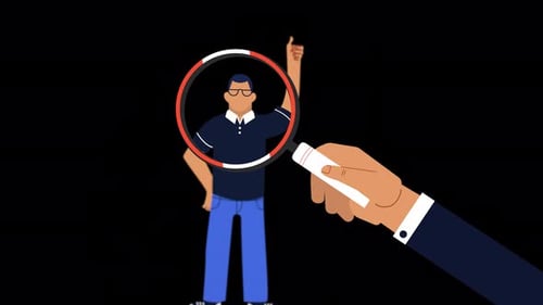 Animated Magnifying Glass Focusing on a Person