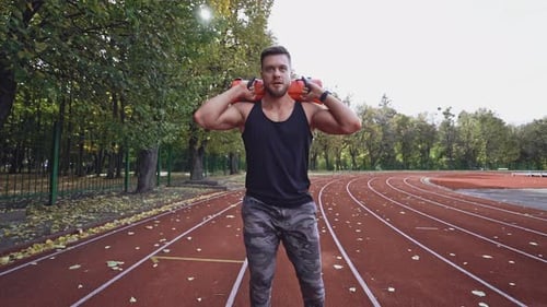 Man doing fitness workout outdoors