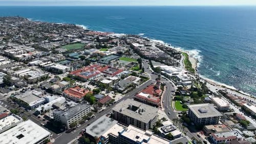 Aerial View of La Jolla Town and Beach San Diego California