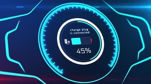 Futuristic Battery Charging Interface UI Animation