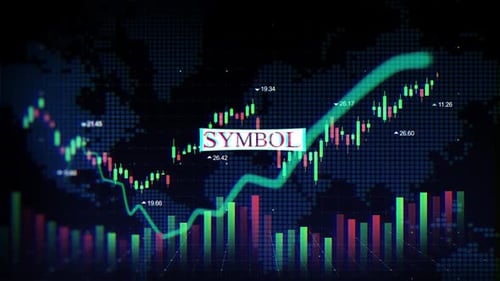 Symbolwörter und Begriffe an der Börse auf digitalem Hintergrund