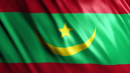 Waving Flag of Mauritania in Realistic Fabric Animation