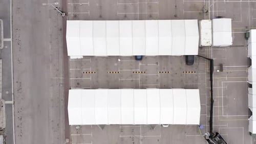 Corona Virus drive through for Sample collecting, Aerial view