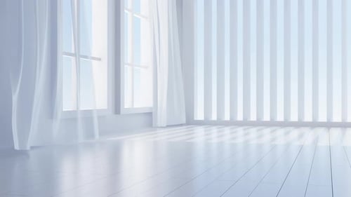 White interior building with windows, 3d rendering.