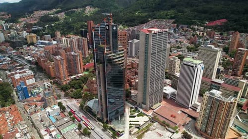Aerial view of a skycraper at Bogota, Colombia.