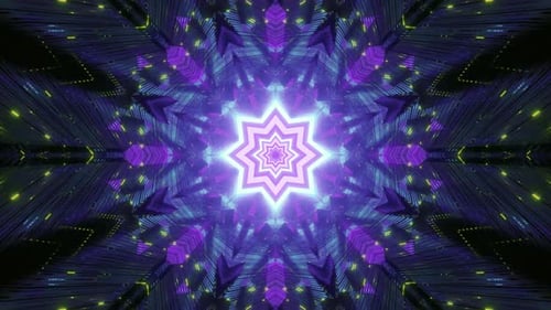 Abstract Neon Geometric Tunnel Star Loop