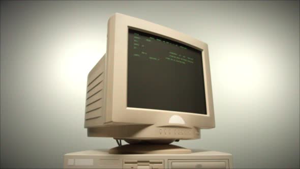 Retro Pc with Loading Code Console Programmer Making Scripts Green ...