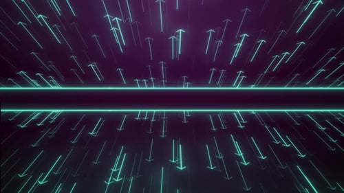 Si Fi Retro Arrow Motion Design Bg, Retro Animation With Neon Arrow Direction Symbol .