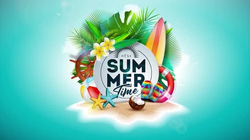 summer season, beach vacations animation 4k