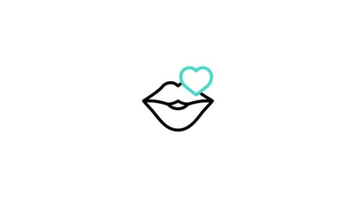 Animated Lips Blowing Kiss with Heart Icon