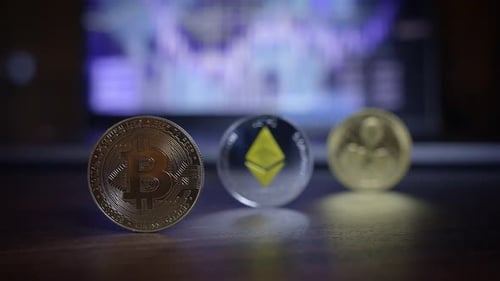 Crypto Coins With Bitcoin, Ethereum, Ripple Symbols
