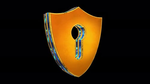 Shield cyber security isolated symbol 3d spectacular rotate loop