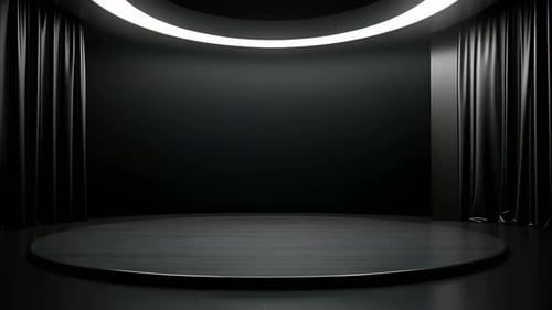 Modern Dark Stage Background with Moving Curtains