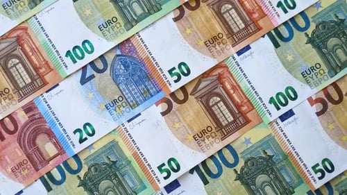 Close Up of a Variety of Euro Banknotes