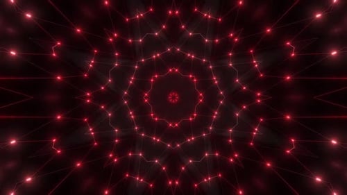 Abstract Red Glowing Geometric Kaleidoscope Expanding Pattern