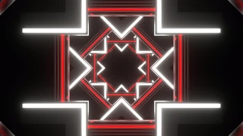 White And Red Neon Light Abstract Shape Background Vj Loop In 4K