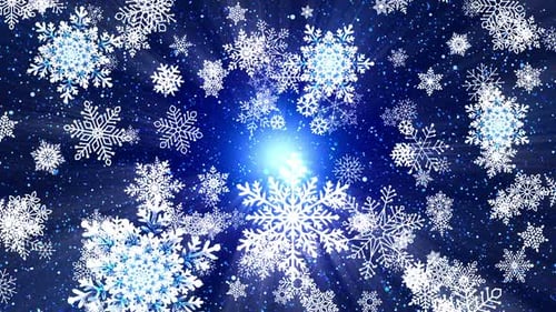Animated Winter Snowflakes Background with Blue Glow