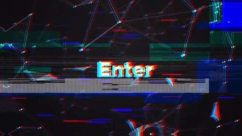 Abstract Geometric Network with Glitch Text Reveal