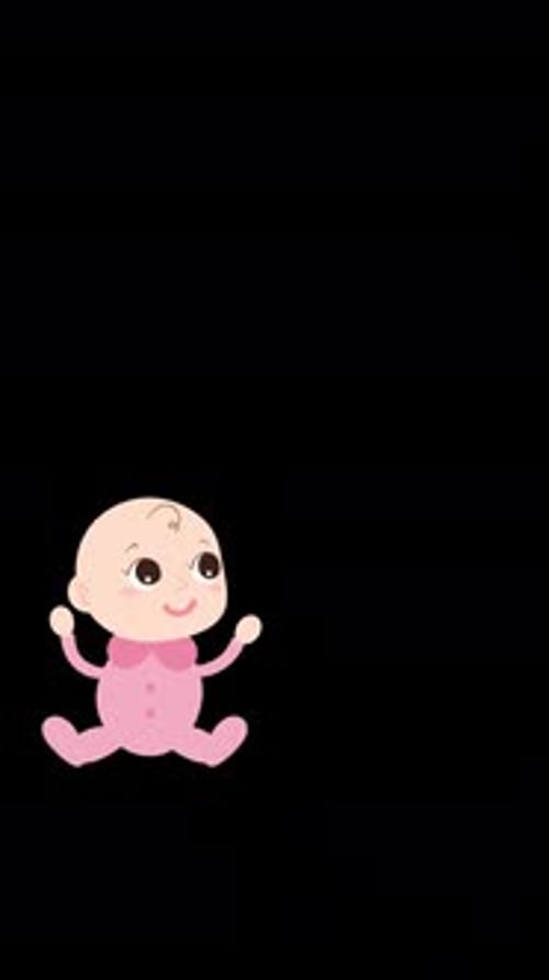 2D Cartoon Little Baby Vertical Animation Alpha Channel