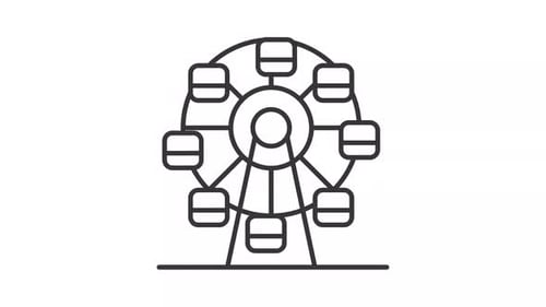Minimal Line Art Ferris Wheel Icon Animation