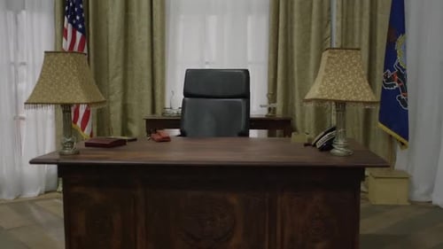 Oval Office Desk - backing up across room HD