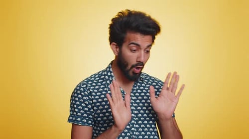 Expressive Man Talking and Using Hand Gestures