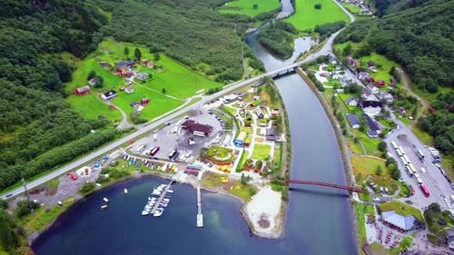 Gudvangen at Sognefjord Aerial View Norway