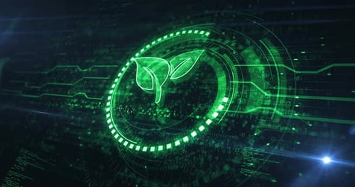 Ecology and eco friendly technology symbol digital concept loop