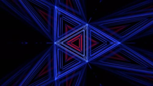 Blue And Red Flight Through The Geometric Neon Spatial Matrix Background Vj Loop in 4K