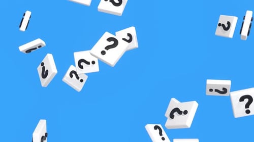 Question Mark Signs Falling Down Animation. 3D Animated Question Mark, Question Mark Video Footage.
