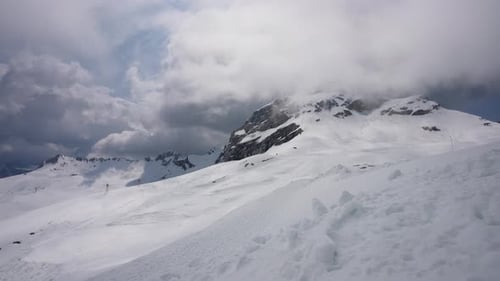 Overlooking the snow-covered ski facilities from the cable car.